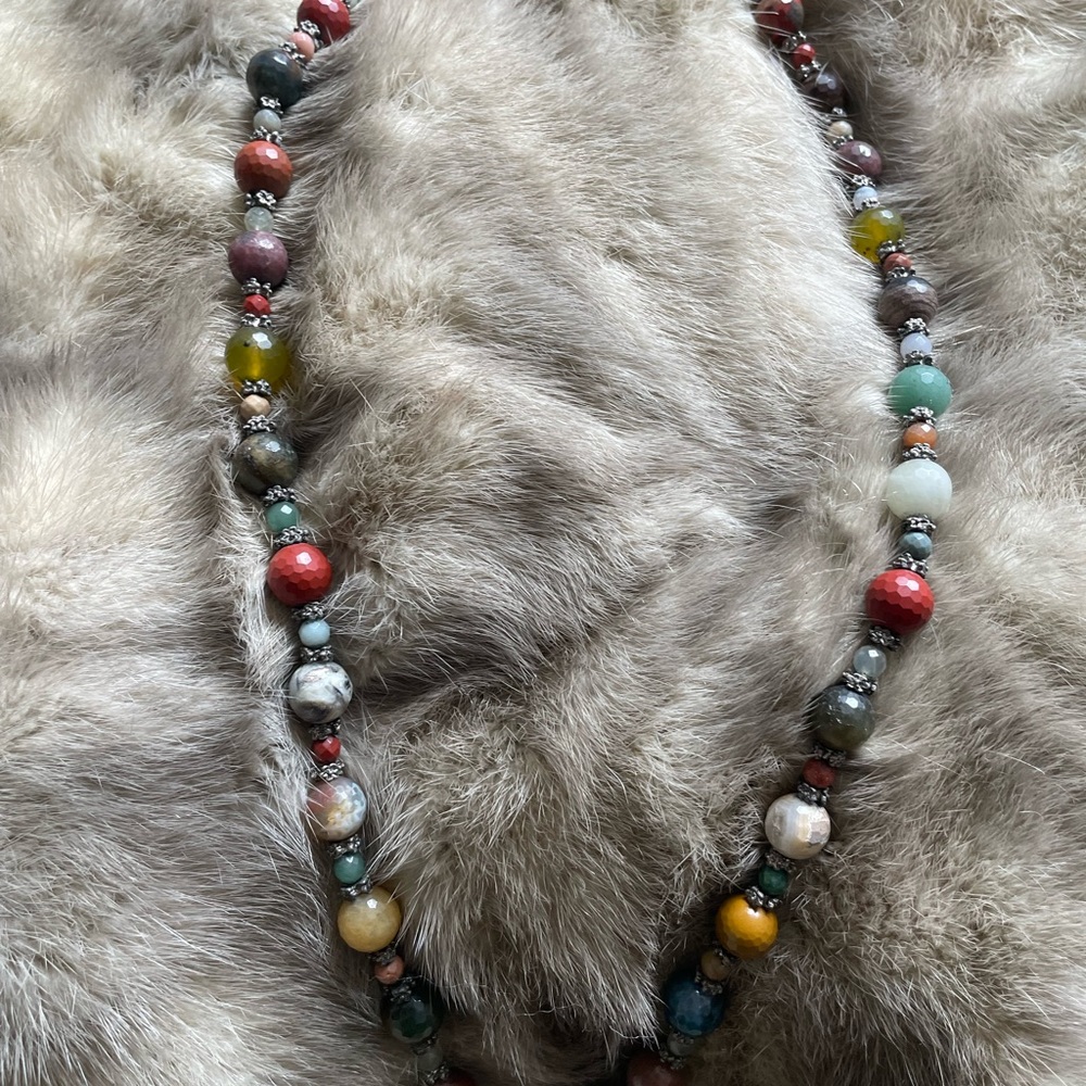 Authentic Multiple Stone Necklace With Charm, Ori… - image 5